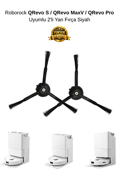 Roborock QRevo S / QRevo Pro / QRevo MaxV Robot Süpürge Uyumlu 2'li Siyah Yan...
