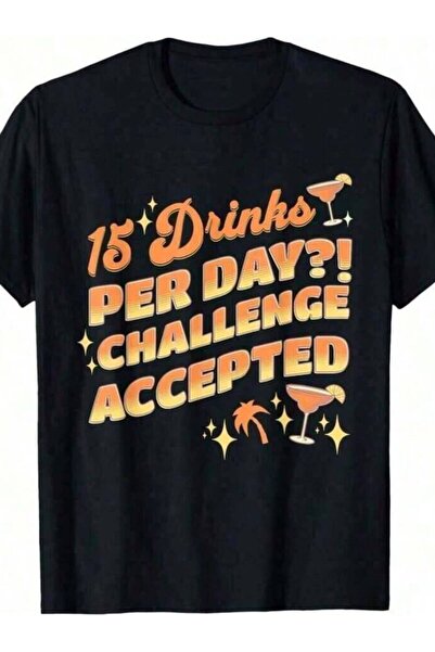 LİNA06 Funny Cruise Group Drink Package Challenge Accepted Black-Shirt Fitnes...