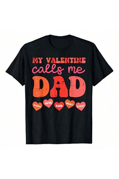 LİNA06 My Valentine Calls Me Dad Retro Groovy Family Daddy Papa Men T-Shirt,I...
