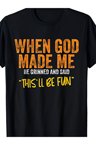 128 Unisex Humorous Logo T-Shirt "Create Me God Funny" - 100% Fun Retro Shirt...