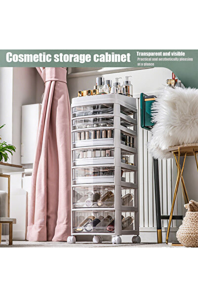 VUCATIN Cosmetic Storage Cabinet Large-capacity makeup organizer with 7 compa...