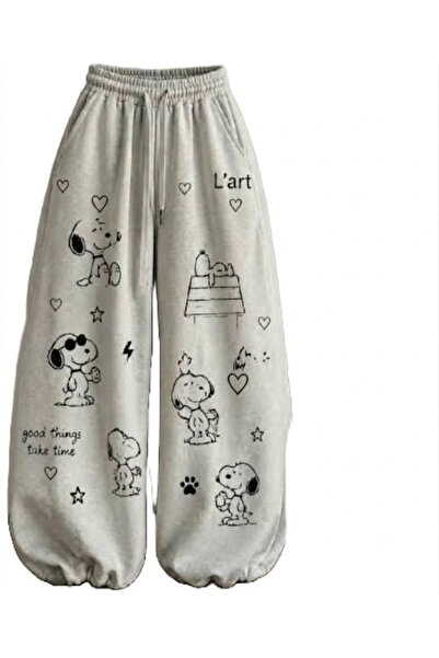 DENİKK Pantaloni sport palazzo cu imprimeu special, croială largă, la modă, c...