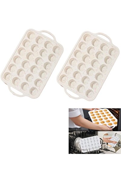 STARSTAR Silicone muffin baking pan set (2 pieces), with handles, easy to cle...