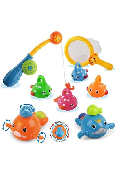 JOYZZZ Bath Toys, Floating Fishing Games Wind-up Swimming Whales Baby Bath To...