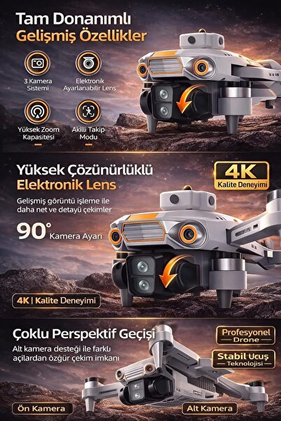 Hello Watch ARGENTECH Ekranlı Kumandalı 4K Kameralı GPS Drone Katlanabilir R06