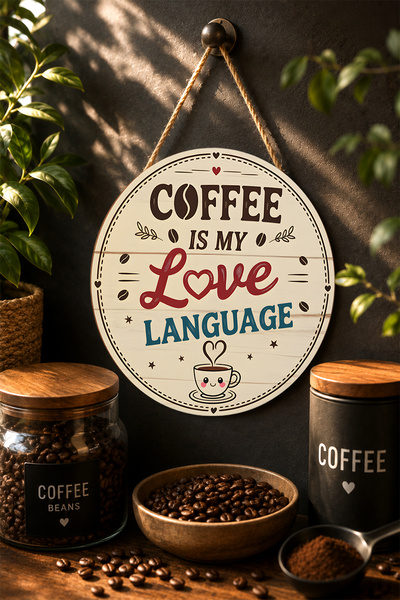 Mayeka Cafeaua este limba mea de dragoste Cană drăguță cu model din lemn Masă...