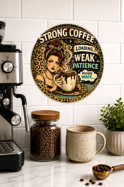 Mayeka Strong Coffee Loading Weak Patience Pin-Up Woman Round Mdf Table Coffee