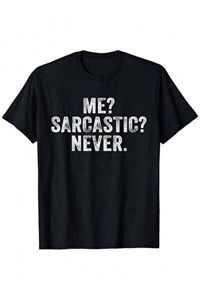 2BIR تي شيرت مطبوع عليه عبارة "Sarcastic?Never?Anxiety"- للجنسين، بأكمام قصير...