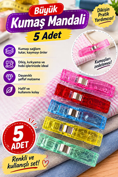 ALOTUHAFİYE KUMAŞ MANDALI BÜYÜK BOY 5 adet
