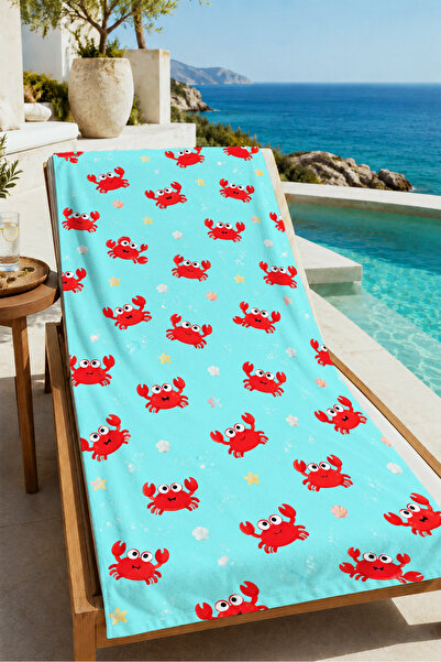 Evmila Cute Red Crab White Background Summer Patterned 70X150 Beach Towel - C...