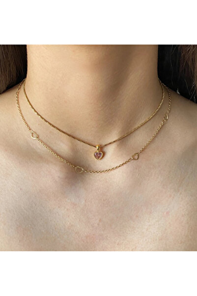 h&b design jewel Steel Heart Detail Necklaces
