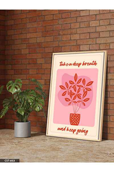 Evinemoda Red Plant One-Piece Wooden Framed Painting