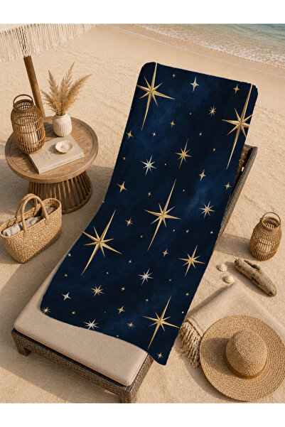 Evmila Bohemian Pastel Pink Golden Starry Sky Patterned 70X150 Beach Towel - ...