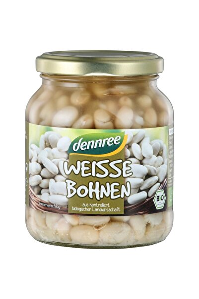 Dennree Fasole albă bio în borcan, 340g