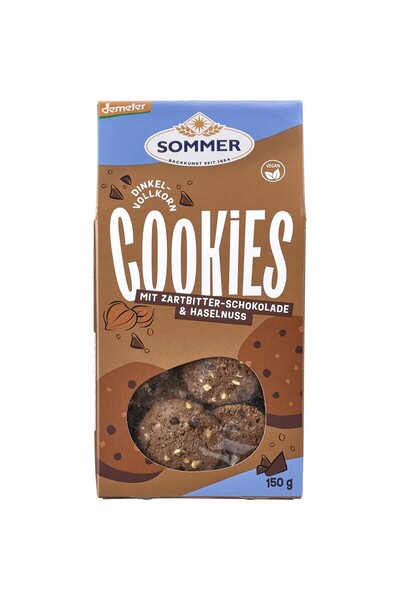 SOMMER Biscuiti vegani din spelta integrala cu ciocolata si alune,