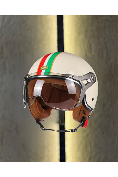 AEGIS Retro Açık Kask İtalyan (Krem)