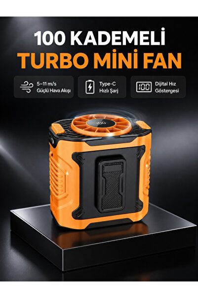 StepCo Dijital Ekranlı Turbo Mini Fan – 3 Kademeli Hız, Sessiz Çalışma ve Type-C Şarj