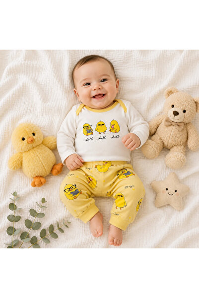BEBELON ÇILGIN CİVCİVLER BASKILI BEBEK TAKIM