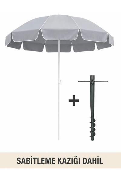 aquafit 10 Metal Telli Tente -Gri Plaj Balkon Bahçe Şemsiyesi - Eğilebilir - ...