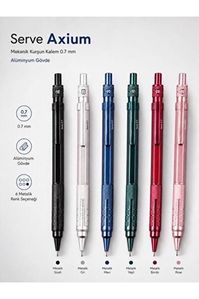 Serve Axium Mekanik Kurşun Kalem 0.7 mm Alüminyum Gövde - Metalik Yeşil