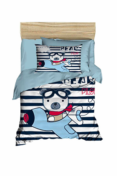 Universal Yenidoğan Erkek Bebek Nevresim Takımı %100 Pamuklu Bear Pilot