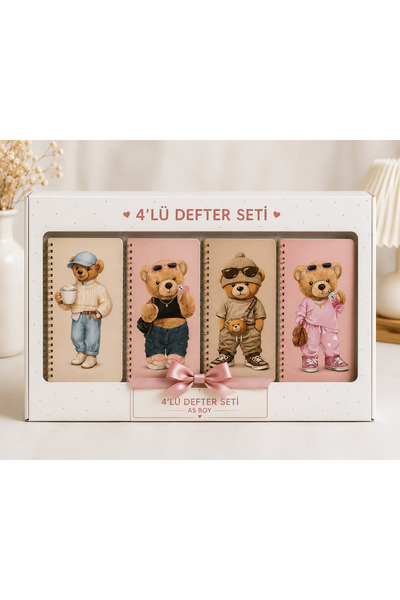 Panda Set of 4 A5 Spiral Notebooks with Teddy Bear Design – Cute and Stylish ...