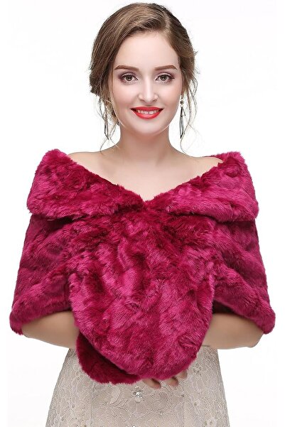 GENERAL Faux Fur Shawl Wrap Stole Shrug Winter Bridal Wedding Cover Up