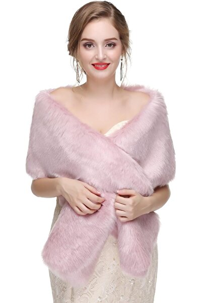 GENERAL Faux Fur Shawl Wrap Stole Shrug Winter Bridal Wedding Cover Up