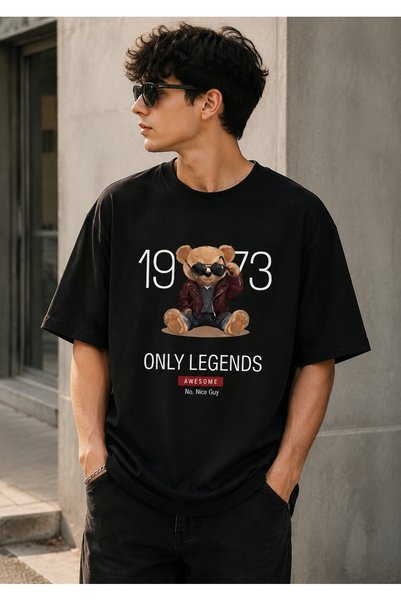 Generic Brand Unisex Black T-Shirt Legend Teddy Oversize