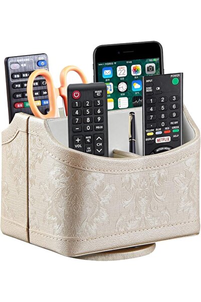 PUSU PU Leather 360°Rotatable Remote Control Holder,Nightstand TV Remote Hold...