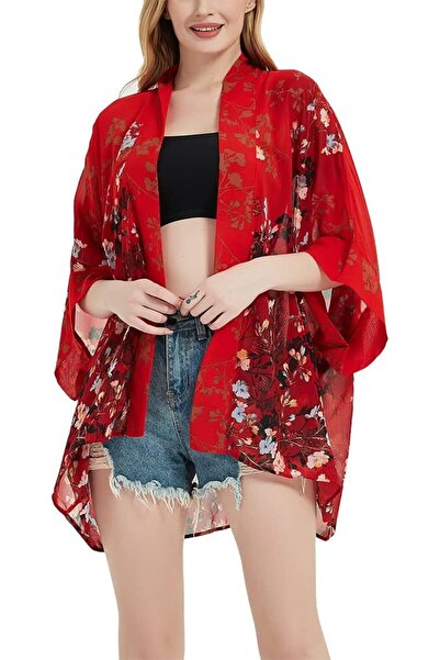Maxfort Women's Loose Print Sheer Chiffon Kimono Beach Swim Cover up Cardigan...