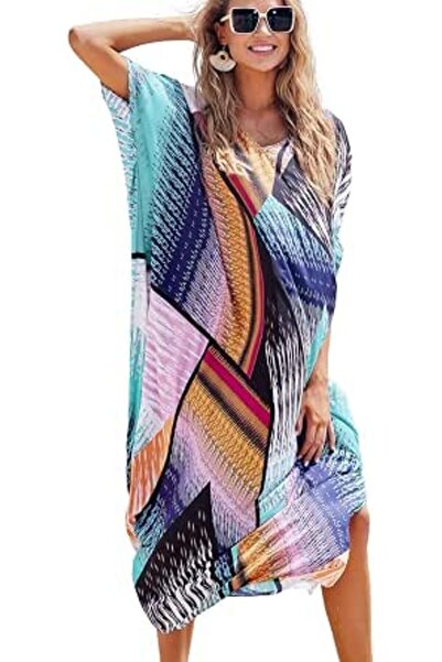 YouKD Women's Long Kaftan Maxi Bohemian Dress Beach Coverup Robe Roomy Kimono...