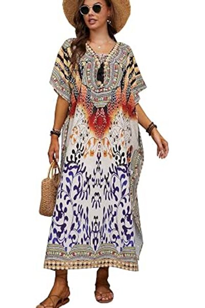 YouKD Women's Long Kaftan Maxi Bohemian Dress Beach Coverup Robe Roomy Kimono...