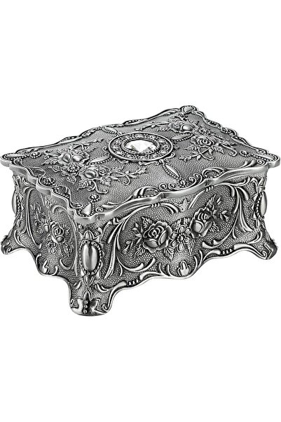 Hipiwe Vintage Jewelry Box, Small Enameled Trinket Box Organizer Rectangular ...