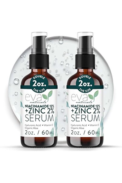 Eva Naturals 12% Niacinamide Serum for Face + Zinc (2 oz) Vitamin B3, 2% Zinc...