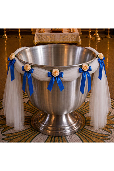 LoreBebe Decor pentru cristelnita de botez, Lore Bebe, pentru baieti, tul alb...