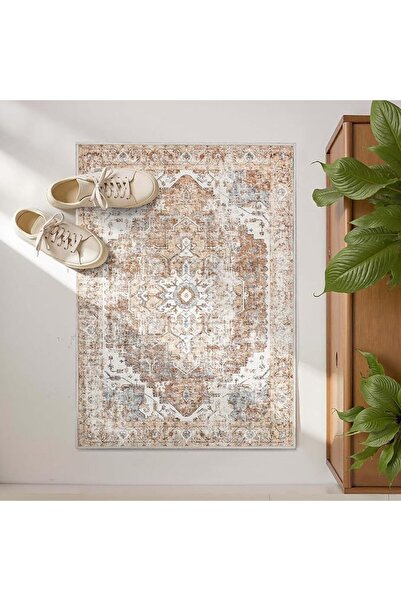 jinchan Floral 61x91CM Rugs for Entryway Vintage Washable Small Non-Slip Dist...