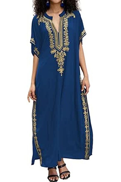 GENERAL Women's Cotton Kaftan Loungewear Boho Homewear Oversized Kimono Maxi ...