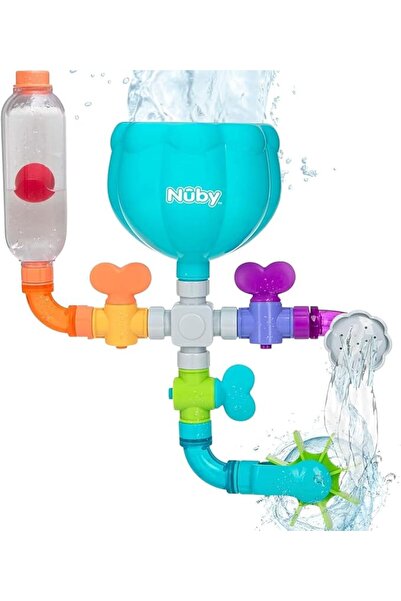 Nuby لعبة حمام على شكل أنابيب مائية ممتعة مع ميزات تفاعلية لتنمية الإدراك