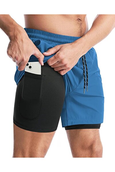 GENERAL Aolesy Men’s 2 in 1 Running Shorts, Workout Gym Athletic Shorts for M...