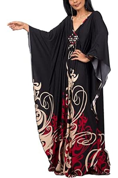 GENERAL Women Bohemian Kaftan Maxi Loungewear Nightgown Kimono Oversized Slee...