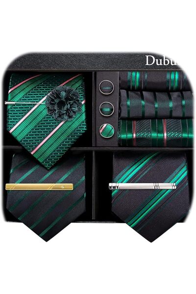 Dubulle Mens Paisely Silk Tie for Men Necktie and Pocket Square Set