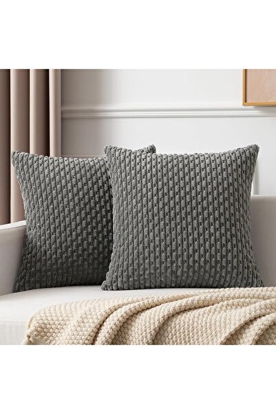 K KEVIN TEXTILE 2 Packs Decorative Throw Pillow Covers 18x18 Inch for Living ...