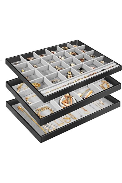 Procases ProCase 3 Set Stackable Jewelry Tray for Drawer Vanity Dresser, Jewe...