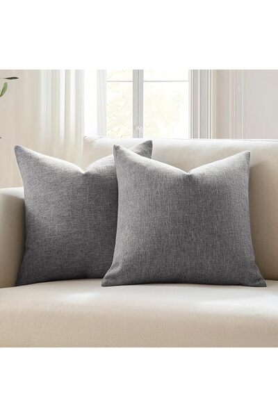 Meekio Set of 2 Dark Sage Pillow Covers 18 x 18 Inch Farmhouse Boho Decorativ...
