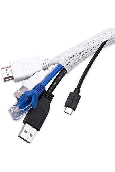 AGPTEK cable channel, self-closing cable hose, woven cable sheath can be cut ...