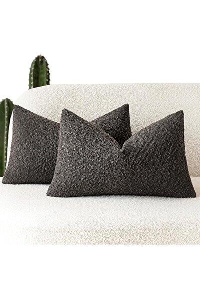 GENERAL Foindtower Pack of 2 Textured Boucle Throw Pillow Covers Accent Solid...