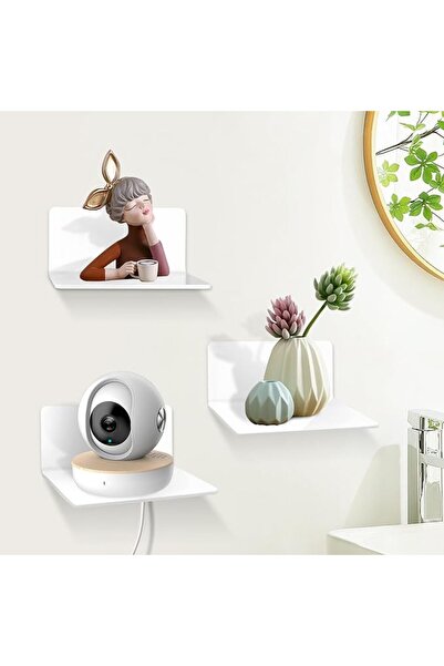 GENERAL SHEPIN Set of 3 Wall Shelves, White Floating Shelf, 30 cm, No Drillin...