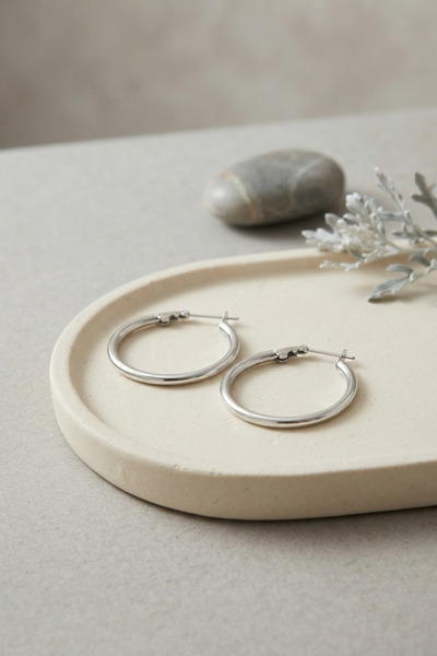 callerrons accessories Steel Silver Color 28 mm Hoop Earrings - Ebj260808W46114