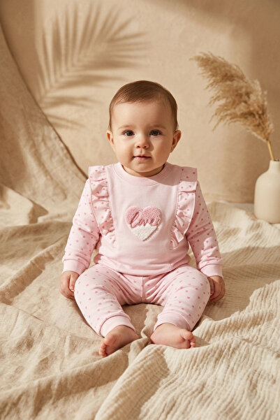 Babycan Baby Girl Ruffled Heart Embroidered 2-Piece Set - 100% Cotton Salmon ...